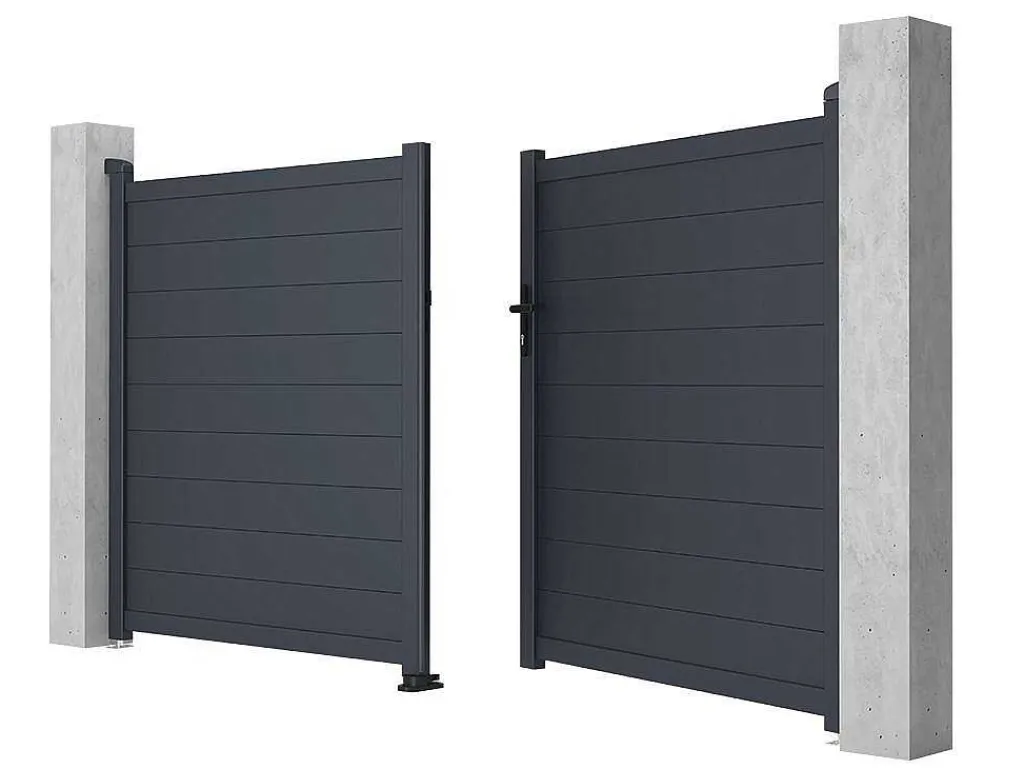 Draaipoort Van Aluminium Antraciet - L305 X 166 Cm - Nazario-EXPERTLAND Hot