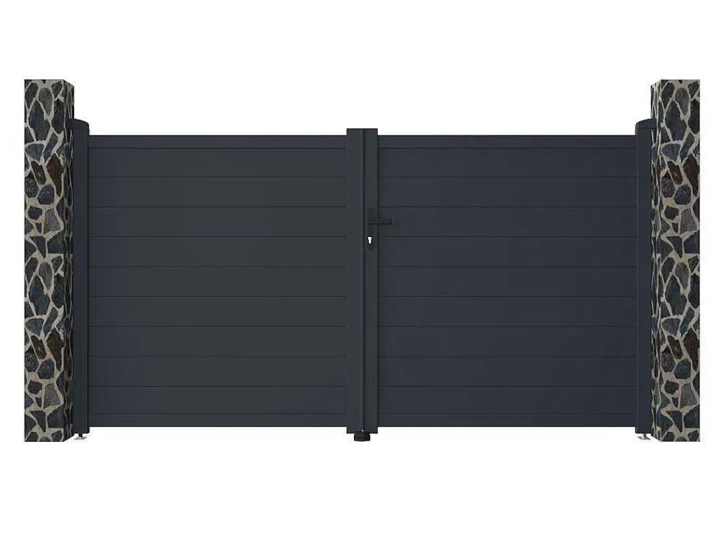 Draaipoort Van Aluminium Antraciet - L305 X 166 Cm - Nazario-EXPERTLAND Hot