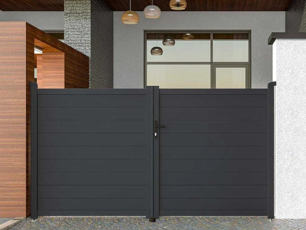 Draaipoort Van Aluminium Antraciet - L305 X 166 Cm - Nazario-EXPERTLAND Hot