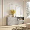 Dressoir, Opbergkast, 210, 4 Deuren, Elektrische Haard Xxl, Cement-Skraut Home Discount