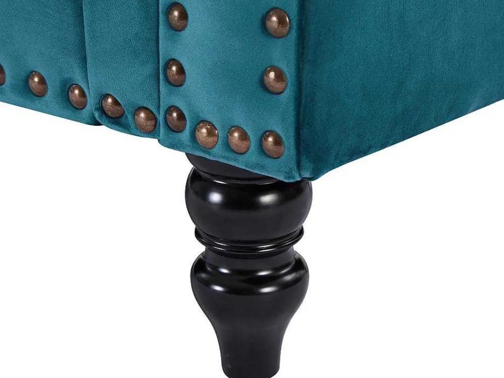 Drie- En Tweezitsbank Van Blauwgroen Velours Turner-Vente-unique Clearance