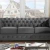 Drie- En Tweezitsbank Van Antracietkleurig Velours Chesterfield-Vente-unique Clearance
