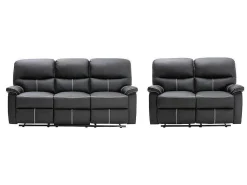 Drie- En Tweezitsrelaxbank Canby - Kunstleer - Zwart-Vente-unique Discount