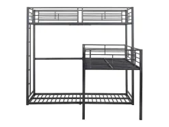 Driedubbele Stapelbedden 90 X 200 Cm - Hoge Reling En Ladder - Metaal - Zwart-Vente-unique Outlet