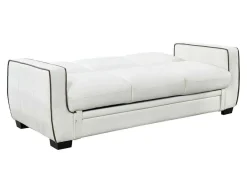Driezits Bedbank Van Kunstleer Naty - Wit-Vente-unique Sale