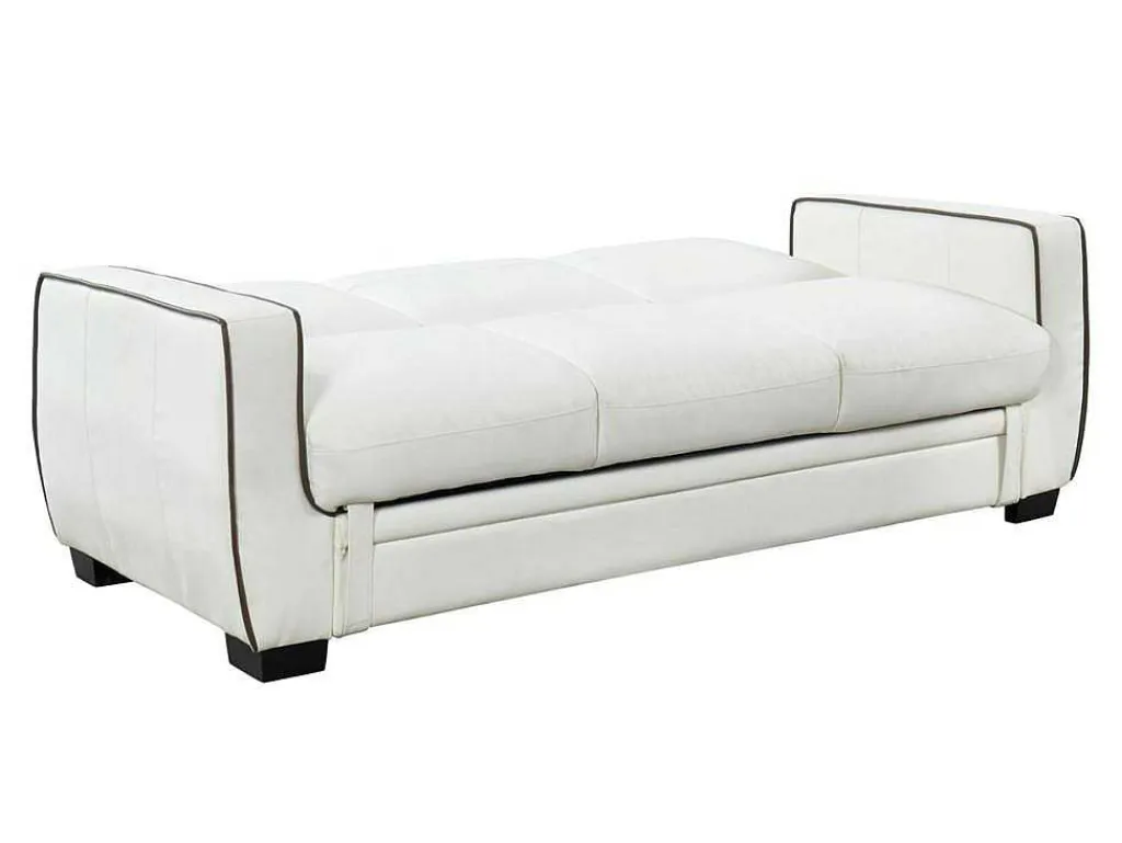 Driezits Bedbank Van Kunstleer Naty - Wit-Vente-unique Sale