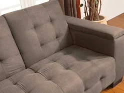 Driezits Bedbank Van Microvezel Devonshire Met Centraal Inklapbaar Tafeltje - Bruin-Vente-unique Online