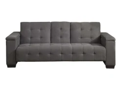 Driezits Bedbank Van Microvezel Devonshire Met Centraal Inklapbaar Tafeltje - Grijs-Vente-unique Best