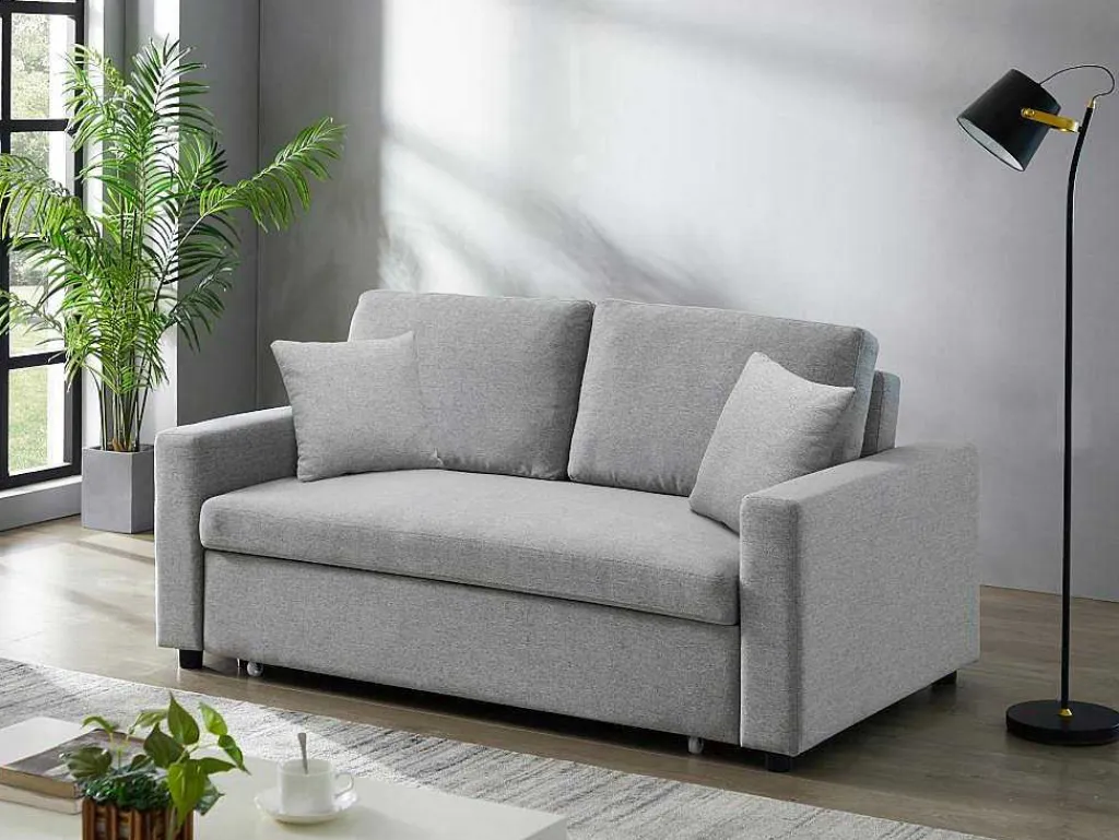 Driezits Bedbank Van Stof Inizor - Lichtgrijs-Vente-unique Sale
