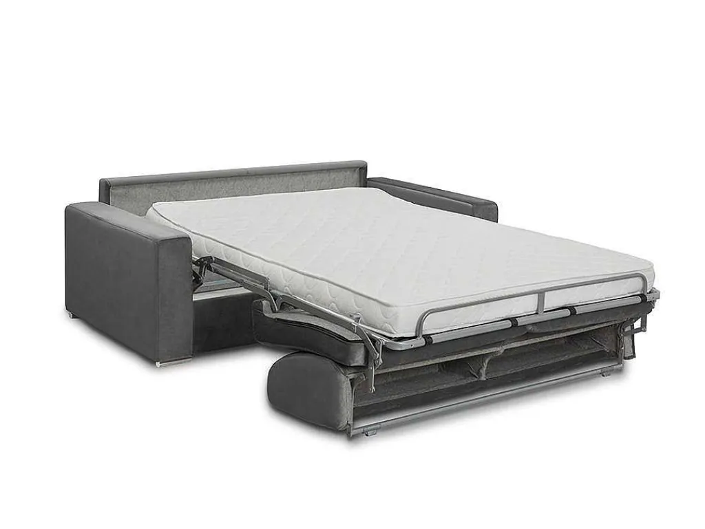 Driezits Express Bedbank Van Fluweel Calito - Antraciet - Tweepersoonsbed 140 Cm - Matras 14 Cm-Vente-unique Clearance