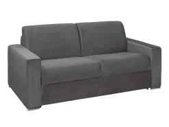 Driezits Express Bedbank Van Fluweel Calito - Antraciet - Tweepersoonsbed 140 Cm - Matras 14 Cm-Vente-unique Clearance