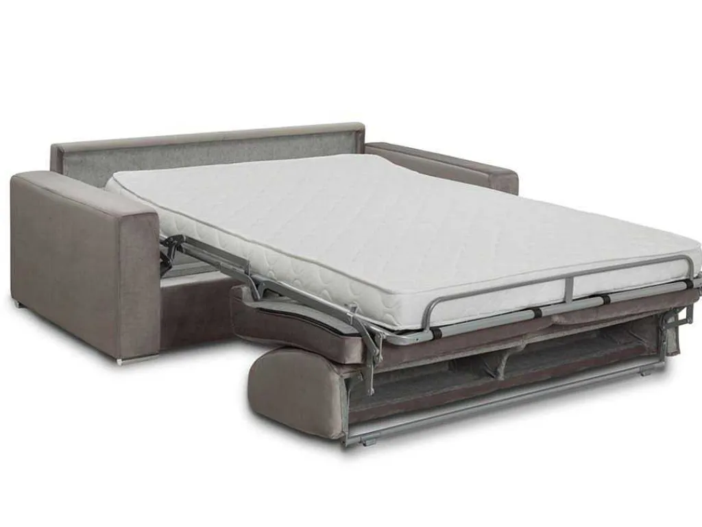 Driezits Express Bedbank Van Fluweel Calito - Antraciet - Tweepersoonsbed 140 Cm - Matras 14 Cm-Vente-unique Clearance