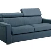 Driezits Express Slaapbank Van Stof Vizir - Blauw - Slaapafmeting Met Brede Latten 140 Cm - Matras 18 Cm-Vente-unique Clearance