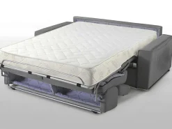 Driezits Express Slaapbank Van Stof Vizir - Grijs - Slaapafmeting Met Brede Latten 140 Cm - Matras 18 Cm-Vente-unique New