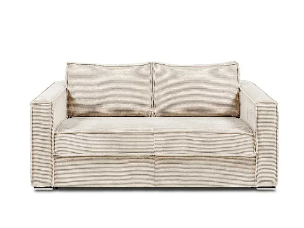 Driezits Express Slaapbank Van Ribfluweel - Beige - Loreto-Vente-unique Online