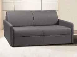 Driezits Express-Bedbank Van Kunstleer Calife - Grijs - Slaapafmeting 140 Cm-Vente-unique Sale