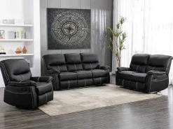 Driezits Relaxbank Canby - Kunstleer - Zwart-Vente-unique Best