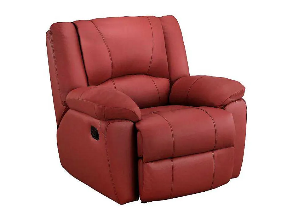 Driezits Relaxbank En Relaxfauteuil Van Leer Aroma - Rood-Vente-unique Sale