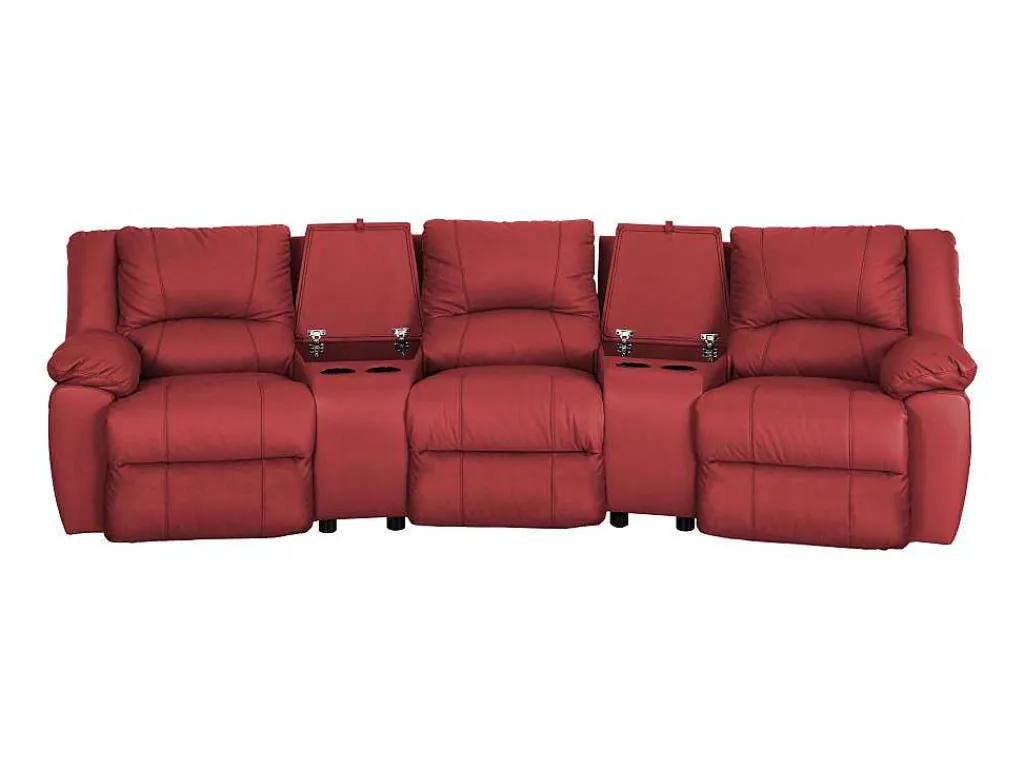 Driezits Relaxbank En Relaxfauteuil Van Leer Aroma - Rood-Vente-unique Sale