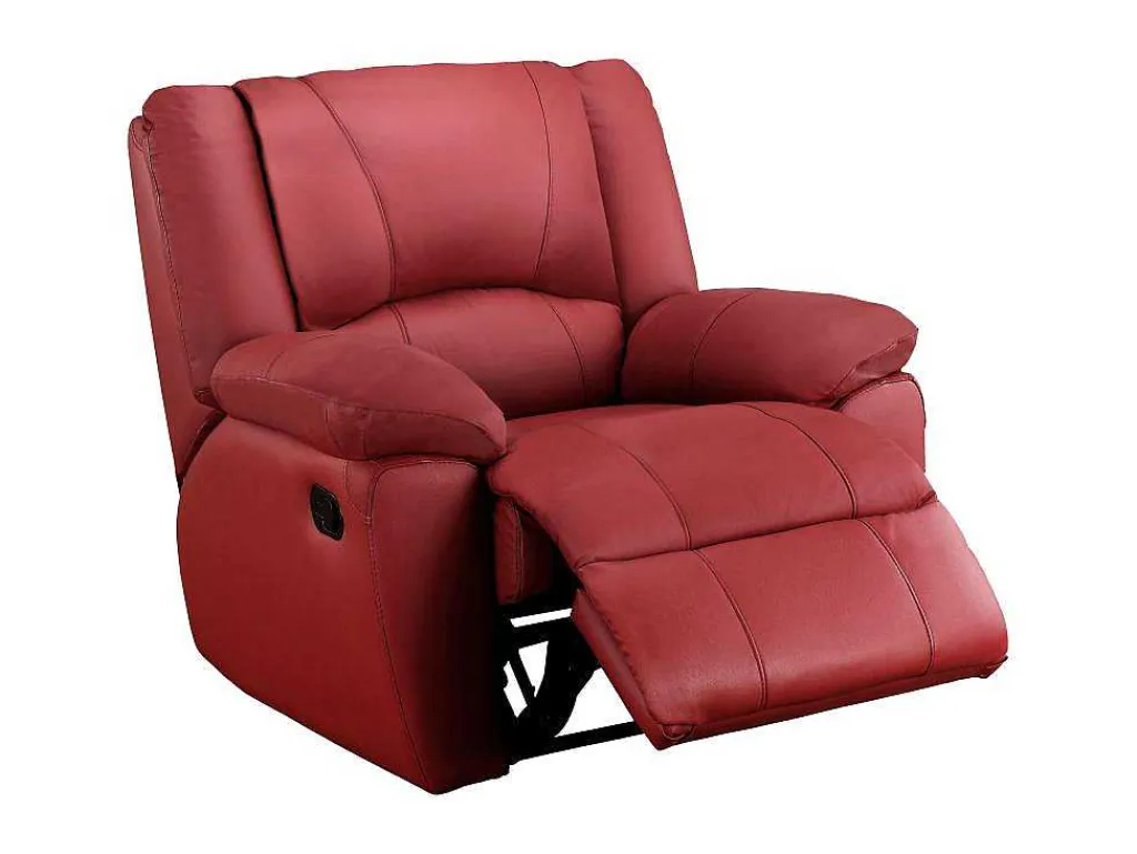 Driezits Relaxbank En Relaxfauteuil Van Leer Aroma - Rood-Vente-unique Sale