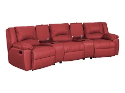 Driezits Relaxbank En Relaxfauteuil Van Leer Aroma - Rood-Vente-unique Sale