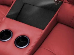 Driezits Relaxbank En Relaxfauteuil Van Leer Aroma - Rood-Vente-unique Sale