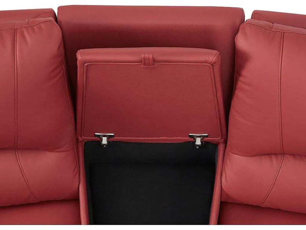 Driezits Relaxbank En Relaxfauteuil Van Leer Aroma - Rood-Vente-unique Sale
