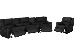 Driezits Relaxbank En Relaxfauteuil Van Leer Aroma - Zwart-Vente-unique