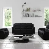 Driezits Relaxbank En Relaxfauteuil Van Microvezel Hernani - Zwart-Vente-unique Discount