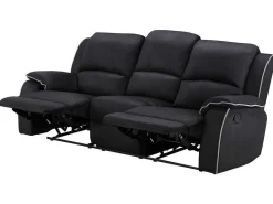Driezits Relaxbank En Relaxfauteuil Van Microvezel Hernani - Zwart-Vente-unique Discount