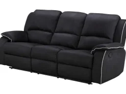 Driezits Relaxbank En Relaxfauteuil Van Microvezel Hernani - Zwart-Vente-unique Discount
