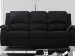 Driezits Relaxbank En Relaxfauteuil Van Microvezel Hernani - Zwart-Vente-unique Discount