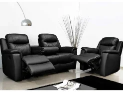 Driezits Relaxbank Evasion Van Leer - Zwart-Vente-unique Best