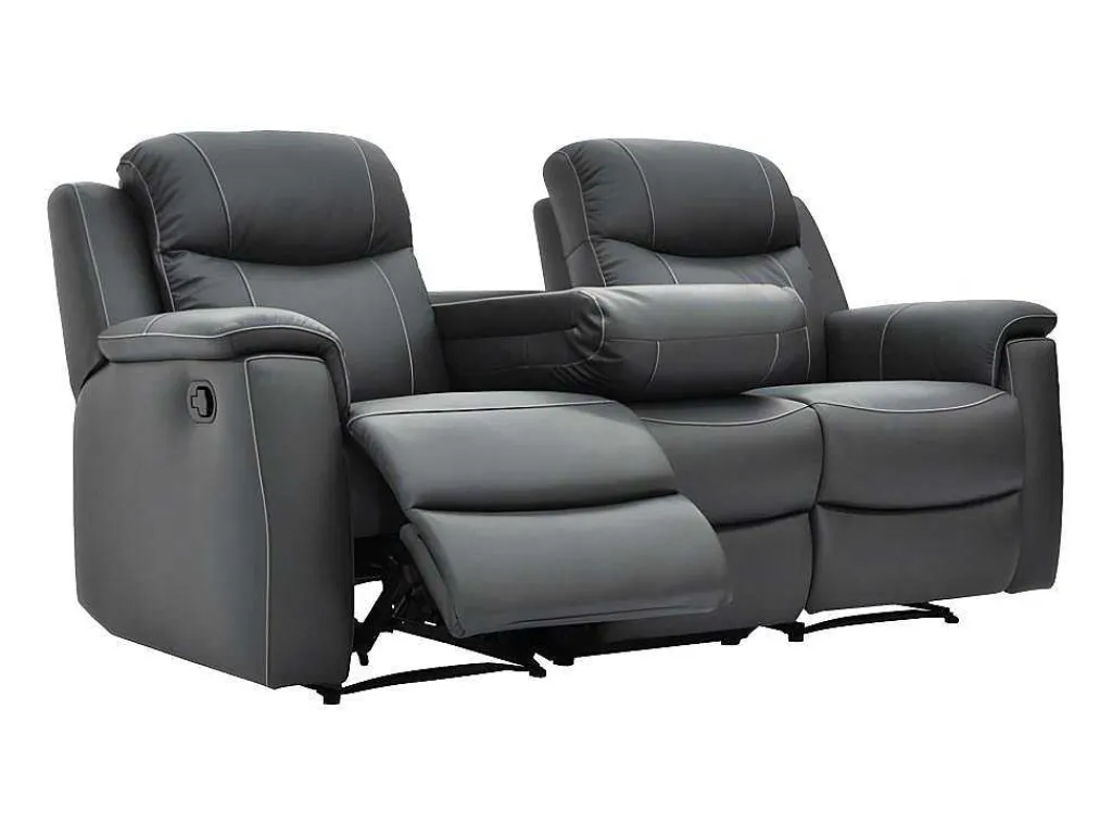 Driezits Relaxbank Evasion Van Leer - Grijs-Vente-unique Hot