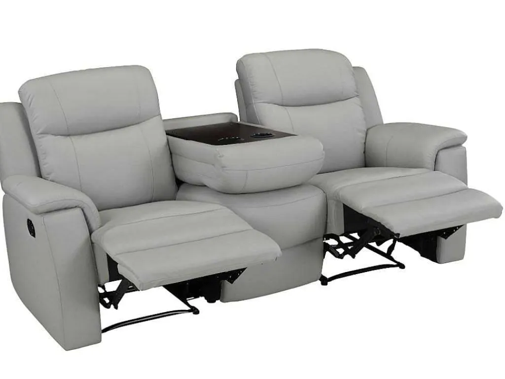 Driezits Relaxbank Evasion Van Leer - Licht Grijs-Vente-unique Hot