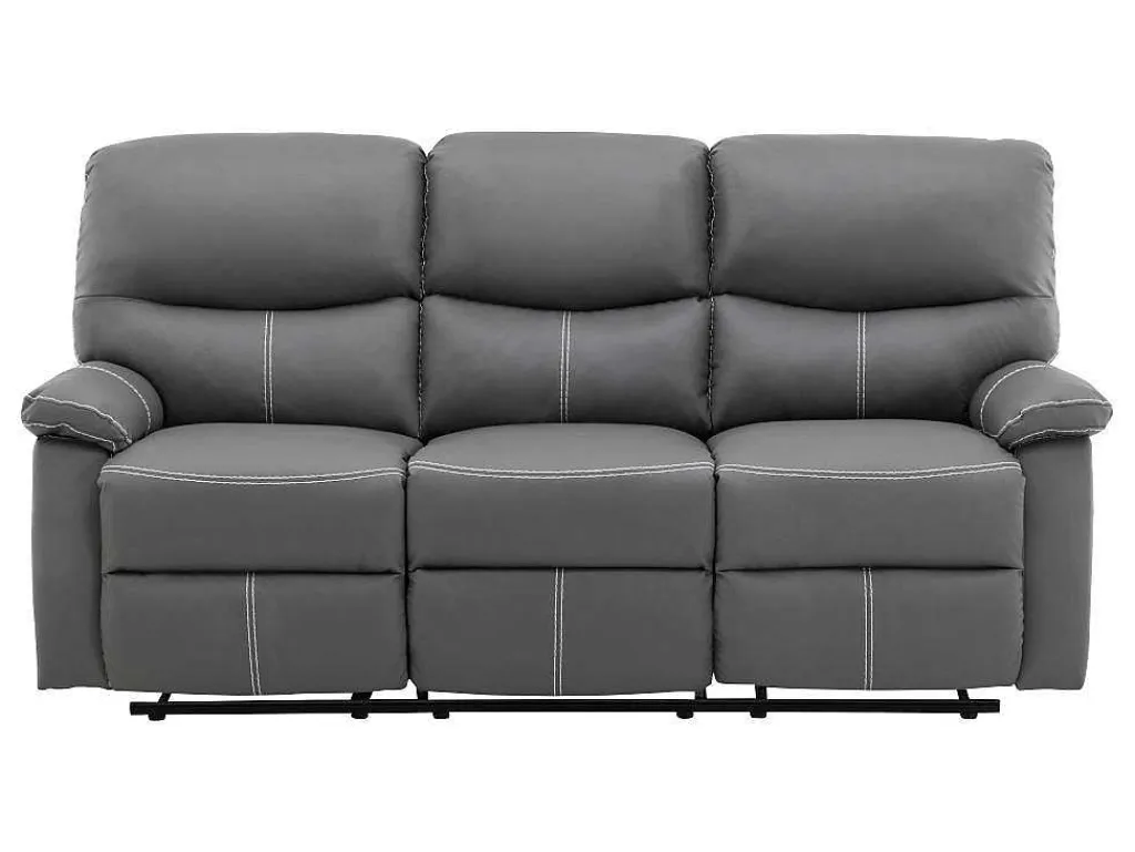 Driezits Relaxbank In Grijs Kunstleer Canby-Vente-unique Clearance