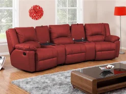 Driezits Relaxbank Van Leer Aroma - Rood-Vente-unique Outlet