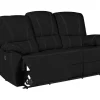 Driezits Relaxbank Van Leer Marcis - Zwart - Elektrisch-Vente-unique Sale