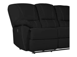 Driezits Relaxbank Van Leer Marcis - Zwart - Elektrisch-Vente-unique Sale
