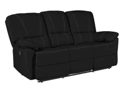 Driezits Relaxbank Van Leer Marcis - Zwart - Elektrisch-Vente-unique Sale