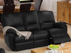 Driezits Relaxbank Van Leer Marcis - Zwart - Elektrisch-Vente-unique Sale