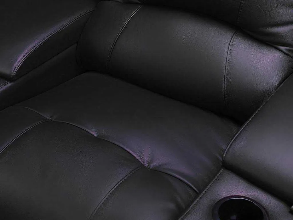 Driezits Relaxbank Van Leer Aroma - Zwart-Vente-unique Sale
