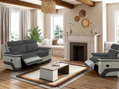 Driezits Relaxbank Van Microvezel Talca - Antraciet En Licht Grijs-Vente-unique Discount