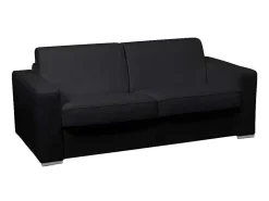 Driezits Slaapbank 100% Buffelleer Delectea Ii - Zwart-LINEA SOFA Best