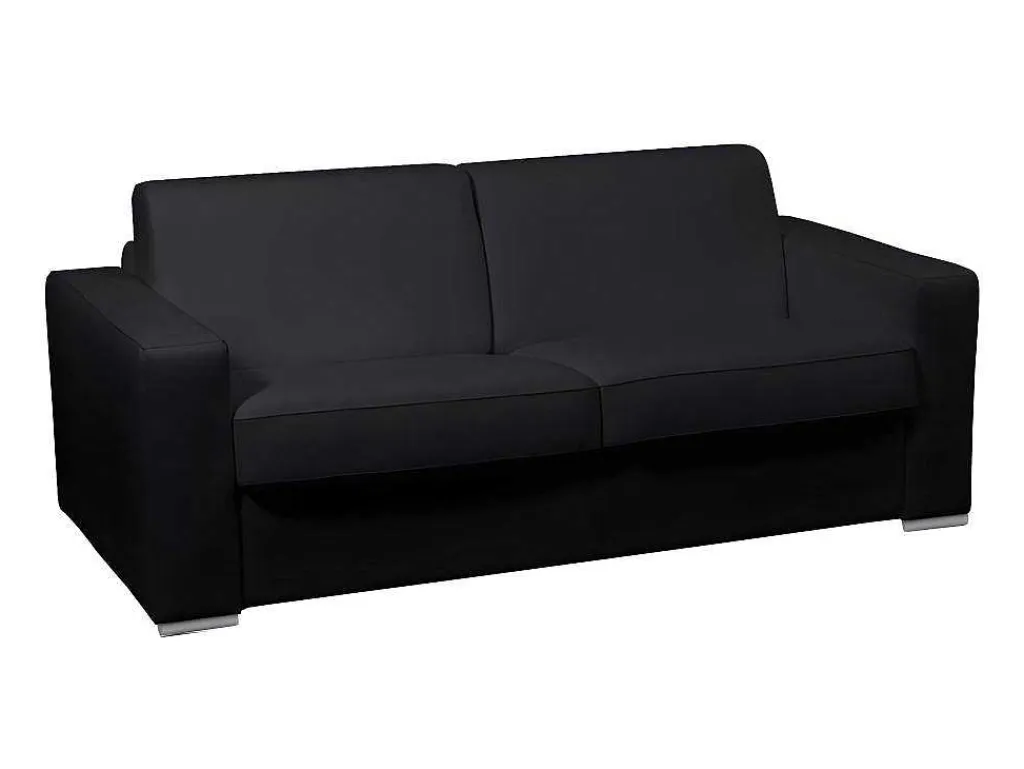 Driezits Slaapbank 100% Buffelleer Delectea Ii - Zwart-LINEA SOFA Best