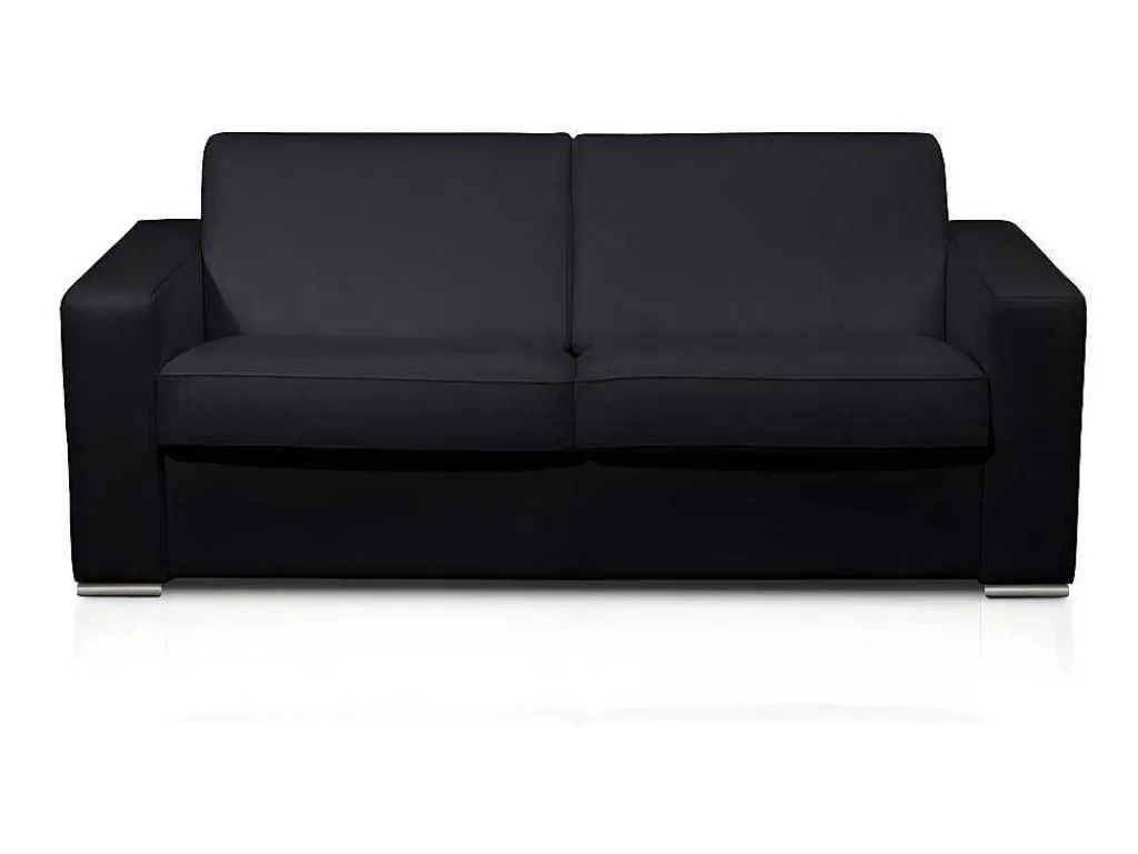Driezits Slaapbank 100% Buffelleer Delectea Ii - Zwart-LINEA SOFA Best