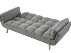Driezits Slaapbank Van Stof Loeline - Gechineerd Grijs-Vente-unique Outlet