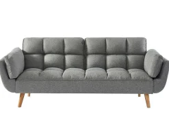 Driezits Slaapbank Van Stof Loeline - Gechineerd Grijs-Vente-unique Outlet