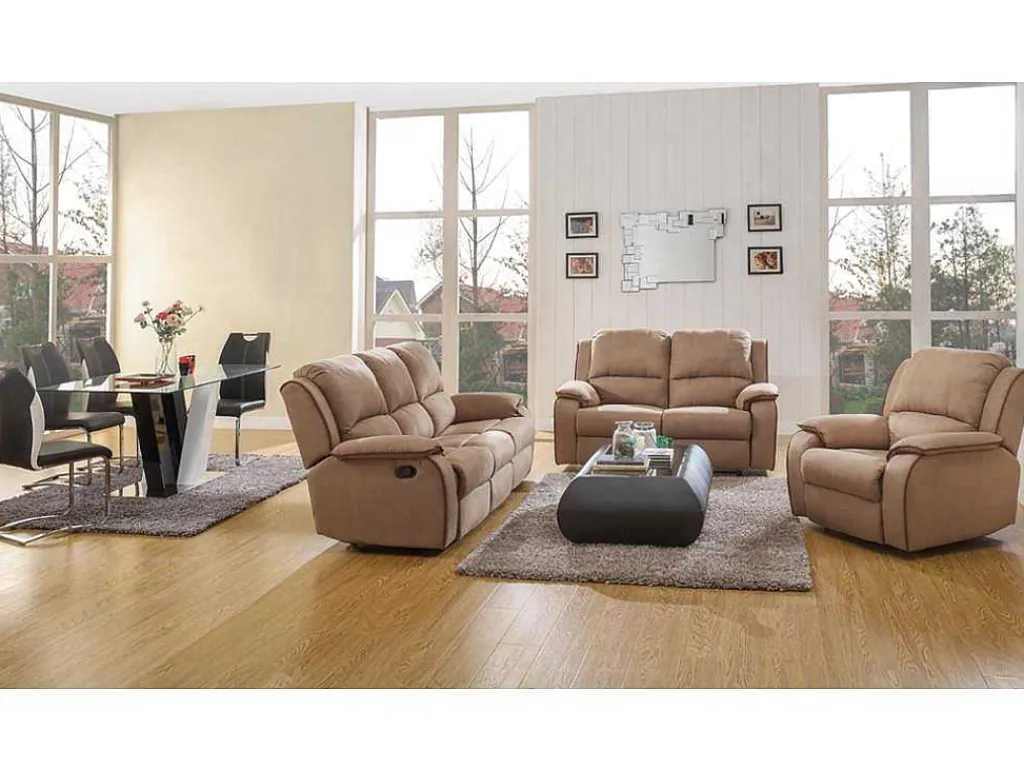Driezits, Tweezits Relaxbank En Relaxfauteuil Van Microvezel Hernani - Grijs-Vente-unique Clearance