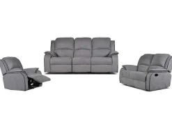 Driezits, Tweezits Relaxbank En Relaxfauteuil Van Microvezel Hernani - Grijs-Vente-unique Clearance